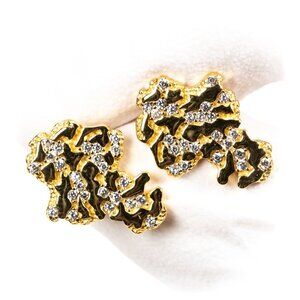 Men's Yellow Gold 925 Sterling Silver Iced Cz Nugget Stud Hip Hop Earrings